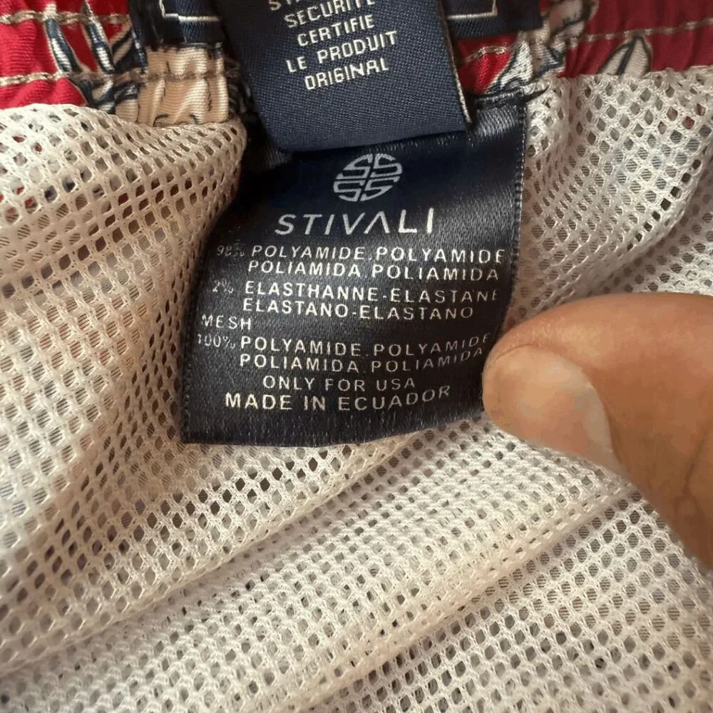 Stivali Men's Lobster Print Drawstring Swim Trunks‎ Shorts Red White Size XXL